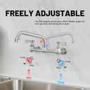 Commercial Kitchen Faucet Wall Mount with 8 Inch Swivel Spout 8" Center Sink 2-Handle Faucet Mixer Tap Polish Chrome,4353