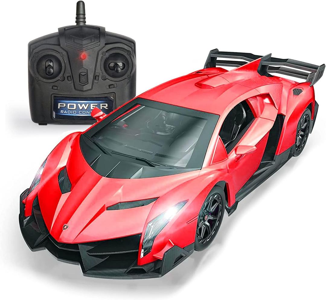 QUN FENG Remote Control RC CAR Racing Cars Compatible with Lamborghini Veneno Officially Licensed 1:24 Toy RC Cars Model Vehicle for Boys 6,7,8 Years Old,red