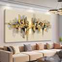 QSQ Black And Gold Abstract Wall Decor For Living Room 24" × 48"