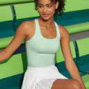 RUNNING GIRL High Impact Sports Bras for Women - Square Neck Longline Workout Crop Tops with Built in Shelf Yoga Bra(BX3071Pale Green,L) (Green, L)