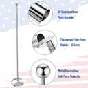 Indoor Flag Pole Kit with Weighted & Thickened Base 6-8FT,Stainless Steel Commercial Indoor Flagpole for Office School City Hall,Heavy Duty Indoor Telescoping Flag Pole,Silver 1 Pack