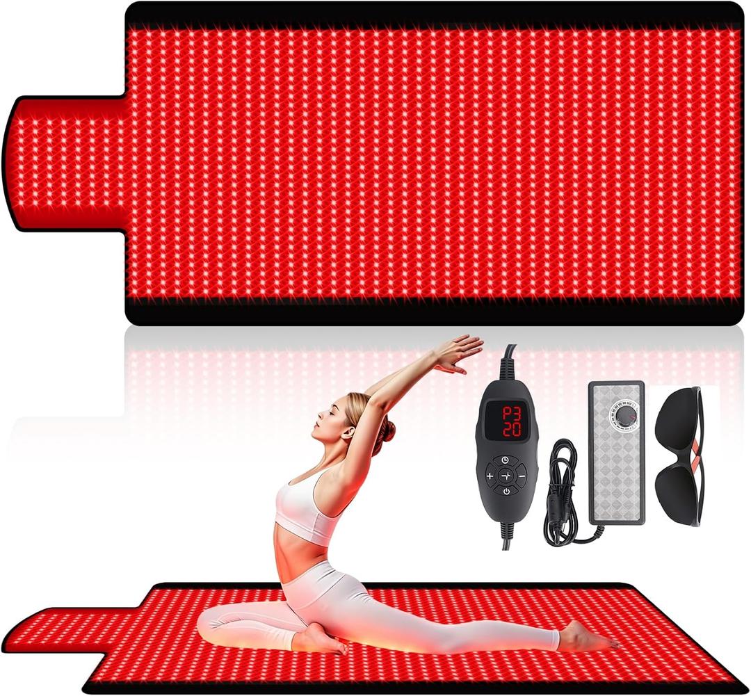Red Light Therapy Mat for Full Body, Red Light Therapy Blanket, 2 in 1 LEDs (660nm & 850nm) for Home Use, 3 Modes & Adjustable Timer, 76.8'' X 33.4''