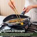 Snailhouse Kitchen Tweezer Tongs, 12 Inches Heavy Duty Stainless Steel Long Fine Chef Metal Skinny Cooking Tweezers for Serving Food, Gold