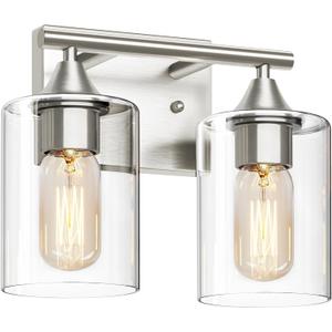 Bathroom Vanity Light Fixture, 2-Light Brushed Nickel Over Mirror, Modern for Bedroom Vanity Table Hallway