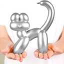 Cute Balloon Cat Statue Decor - 7.8 Inch Modern Cat Statue Ornament, Home Crafts Living Room Desktop Bedroom Sculpture Decoration (Silver, Large)
