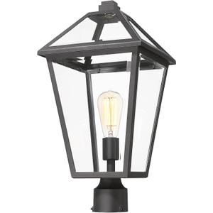 Luminzone Outdoor Post Lights Fixtures, Lamp Post Light Fixture Black Finish, Waterproof and Anti-Rust Aluminum Pillar Outside Lighting for Walkway, Driveway, Patio, Porch, 7H1P-L BK