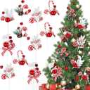 20 Pcs Christmas Red and White Picks 10'' Peppermint Christmas Decorations Curly Candy Cane Picks Ornaments Vintage Pick with Bells Jingle Candies on Sticks for Xmas Vase Filler Tree Wreath