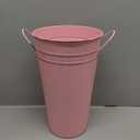 Irenare 12 Inch Vintage Galvanized Flower Bucket Metal Flower Vase Farmhouse French Bucket Planter Metal Floral Container for Party Table Centerpiece Weddings Home(Pink,6 Pcs)