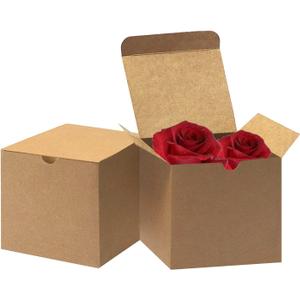 Bonfasvo Gift Boxes 30 Pack 4x4x4 inches Brown Fold Kraft Paper Boxes Bridesmaids Proposal Box Cupcake Boxes Easy Assemble Boxes with Lids for Wedding Birthday Party Christmas (4x4x4 Inch (Brown)-30 Pack)