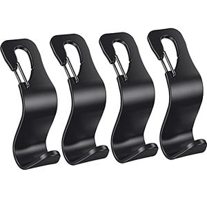 4 Pack Car Back Seat Headrest Hook Hanger for Purse Grocery Bag Handbag Hat, Purse Hook for Car with Clip