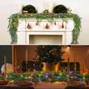 9FT Norfolk Pine Garland with Lights, 2 Pcs Realistic Christmas Garland Decoration Prelit Real Touch Cedar for Mantle Fireplace Outdoor Indoor Decorations