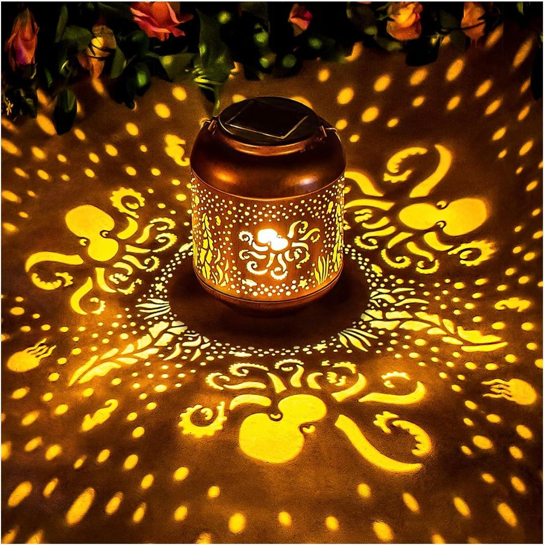 Octopus Solar Lanterns Outdoor Waterproof,Hanging Solar Lights Octopus Gifts for Women Men Metal LED Decorative Light for Yard,Patio,Lawn,Tabletop,Pathway,Landscape,Garden Decor