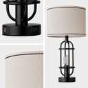 Reaketon Black Table Lamps for Living Room Set of 2, 22.3" Farmhouse Lamps for Nightstand, Industrial Table Lamps for Bedroom with USB Ports, Bulbs Included