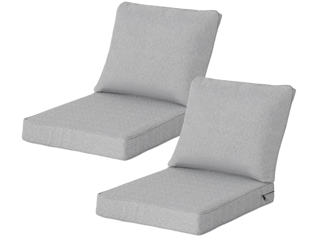 24x27.5 Inch Outdoor Deep Seat Cushions Set of 2,Thick High-Density Foam, Water-Resistant, Piped Edges & YKK Hidden Zipper for Patio Furniture,Stone Gray