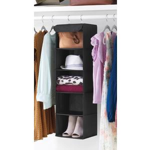 Whitmor 5 Section Closet Organizer - Hanging Shelves with Sturdy Metal Frame, Black Whitmor 5 Section Closet Organizer - Hanging Shelves with Sturdy Metal Frame, Black