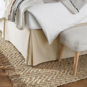 Lightweight Pleated Bed Skirt, Full, Beige, Solid