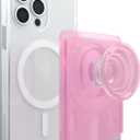 Multi Functional Magnetic Phone Wallet with Expanding Phone Grip Kickstand Compatible with Magsafe Including Adapter Ring Phone Card Holder (Pink)