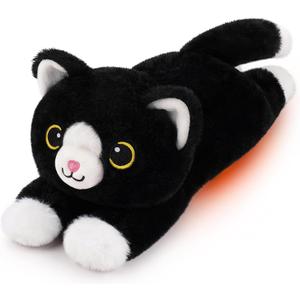 Microwavable Heating Pad Stuffed Animal for Period Cramps-Weighted Cat Plush,1lb Heatable & Coolable Cat Stuffed Animals,Kawaii Black Cats Plush Toy Birthday&Valentines Gifts for Adult