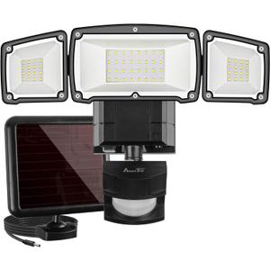 AmeriTop Solar Lights Outdoor, Super Bright 1600LM LED 6000K Solar Motion Sensor Lights with Wide Angle Illumination; 3 Adjustable Heads, IP65 Waterproof Outdoor Security Lighting (Black) AmeriTop Solar Lights Outdoor, Super Bright 1600LM LED 6000K Solar Motion Sensor Lights with Wide Angle Illumination; 3 Adjustable Heads, IP65 Waterproof Outdoor Security Lighting (Black)
