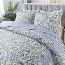 HoneiLife Oversized Queen Quilt - Microfiber Quilt Sets 106"x106",3-Piece Floral Bedspreads, Lightweight Coverlets, Wildflower Quilts, Queen Quilt Bedding Sets for All Season Use