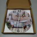 Vintage Bathtub 10 Inch Wooden Wall Clock - Silent Non-Ticking Battery Operated Decorative Clock for Kitchen, Home, Bedroom, and Office