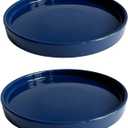 2 Pack Ceramic Plant Saucer Pot Tray 8 Inch, Planter Saucers 4 5 6 7 8 9 10 11 12 Inch for Indoors Outdoor, Durable Sturdy Flower Drainage Tray for Glazed Pots Base (8.5 Inch Blue)