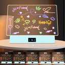 16 Rechargeable LED Drawing Board for Kids 7 Colors Light Acrylic Dry Erase Board with Colors 3 Modes Led Note Board for Room/Store/Office Ideal Gift for Birthday Festival Blue