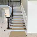 PURE ERA Bullnose Carpet Stair Treads Set Tape Free Non-Slip Indoor Stair Protectors Pet Friendly Rugs 9.5" x 30"(14 Pieces,Khaki Mini-Diamond Trellis)