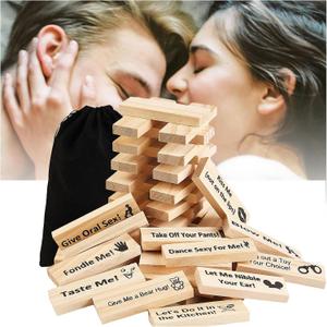 Tumble Tower Couples Game for Adults, Adult Naughty Games Super Naughty Block Tower Game, Couples Date Night Ideas for Valentine Lover (48pcs)