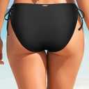 Zmart String Tie Side Bikini Bottoms - Women Full Coverage Swimsuit Bottom Mid Rise Mid Waist Swim Bathing Suit Bottom (Black, M)