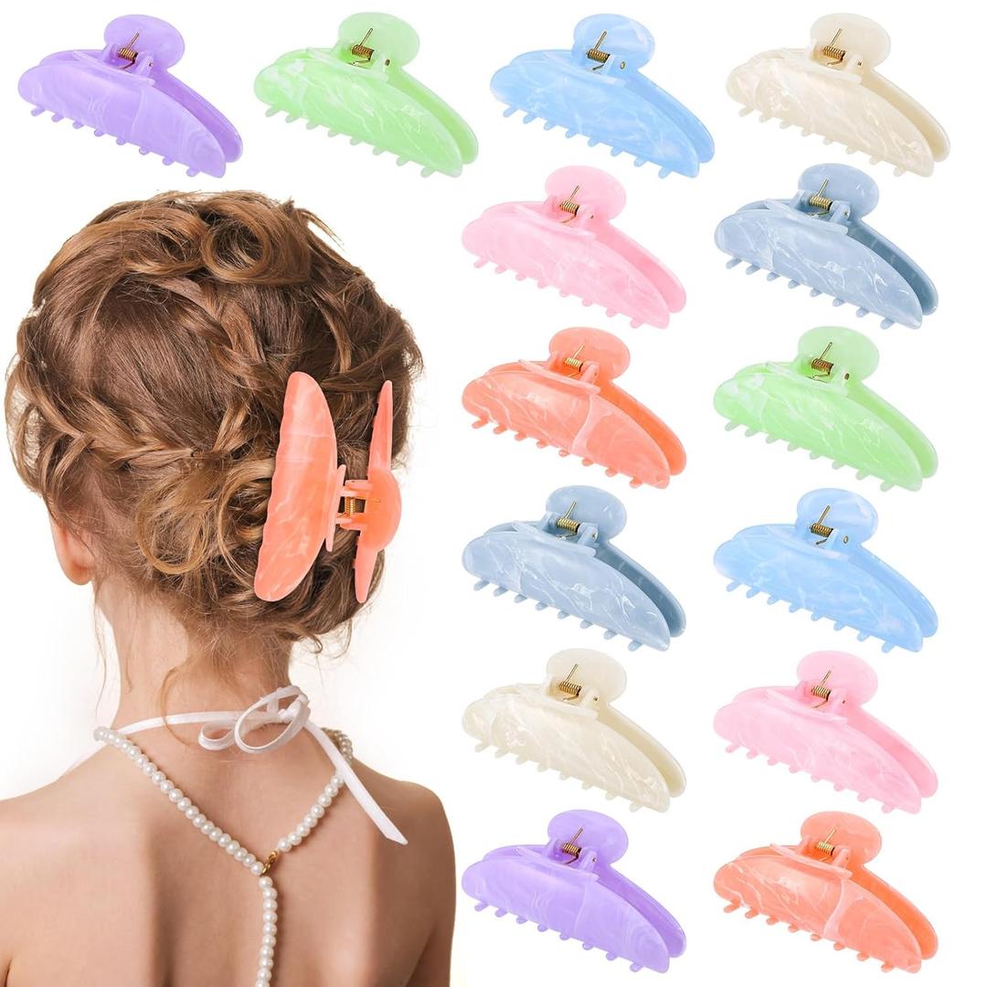 14 Pack Acrylic Hair Claw Clips Large Non-Slip Claw Clip for Thick Thin Cute Hair Clips Bulk for Women Girls Ladies Home Out Headpiece