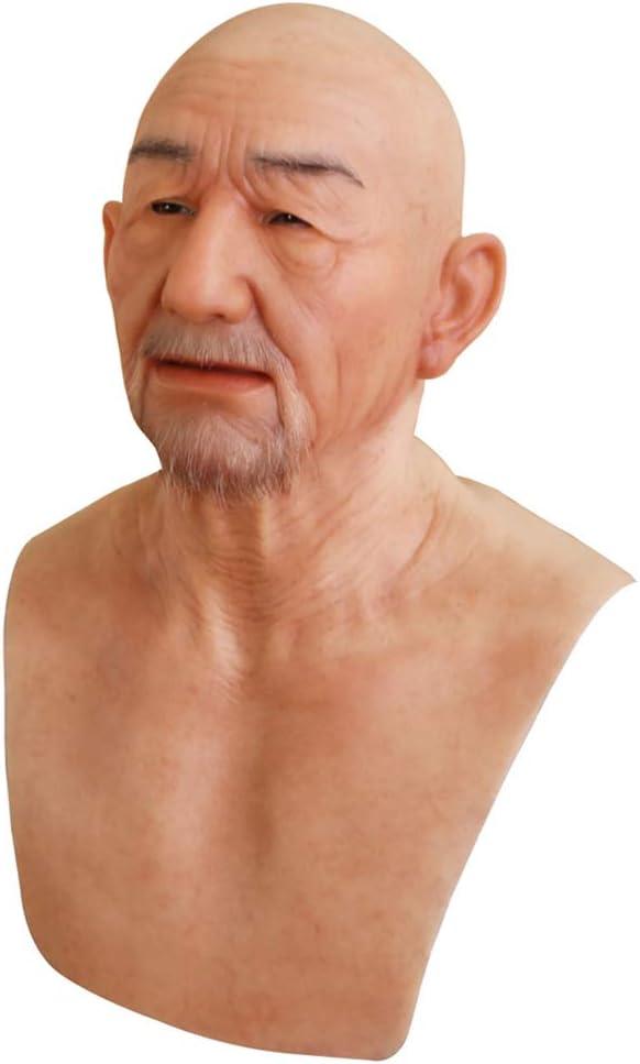 William Silicone Head Mask Realistic Old Man Face Mask Cosplay Halloween (Tan Color)