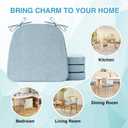 IASEAHK Chair Cushions for Dining Chairs Set of 4, Non Slip Kitchen Chair Pads, 17" x 16" x 2", Indoor Dining Chair Cushions with Ties, D-Shaped Seat Cushions for Kitchen Chairs, Light Blue