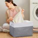 Decorative Fabric Storage Baskets for Shelves Large Linen Organizer Bins with Handles Perfect for Closet, Nursery, and Toy Storage Durable and Elegant Home Organization Solution (19.7"L15.7"W11.8"H(180 Liters), Grey)