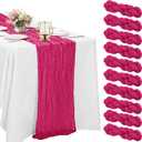 10 Pack Cheesecloth Table Runner 6FT Boho Gauze Rustic Fabric Table Runner Vintage Sheer Tablecloth for Wedding Party Bridal Baby Shower Long Table Decorations (Fushia)