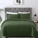 Home Quilt Set King Size Olive Green 3 Piece,Lightweight Soft Coverlet Modern Style Squares Pattern Bedspread Set(1 Quilt,2 Pillow Shams) Olive Green 94"x210"