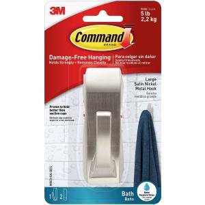 3M Large Satin Nickel Metal Bath Hook
