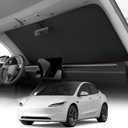 REEVAA 2026 3rd Pro Windshield Sunshade for 2017-2026 Tesla Model 3 (Highland) | Dual-Layer Heat & Sun Defense, OEM Design | Foldable Sun Shade Car Accessories with Storage Bag