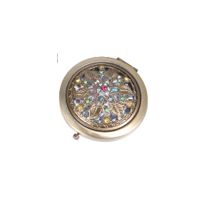 Vintage Mirror Compact Travel Makeup Mirror Cosmetic Pocket Mirror Mini Round Double-sided Folding Cosmetic Makeup Purse Mirror for Travel Mini Round Double-Sided Folding Compact Mirror
