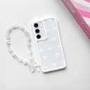 NITITOP Compatible with Samsung Galaxy A15 Case Clear Ribbon Bow Knot Pattern for Girls Women Bowknot Durable with Chain Wrist Strap Soft TPU Shockproof Protective Phone Cover - White