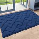 hicorfe Indoor Door Mat,20"x32" Non Slip Door Mat Indoor Entrance,TPR Backing Dirt Trapper Entryway Mat,Washable Floor Mats,Low-Profile Welcome Mat for Hallway,Entrance,Front Back Door(Navy Blue)