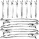 FRCOLOR Stainless Steel Hairdressing Positioning Clips 12Pcs Metal Styling Clamps Mini Sectioning Clips for Salon and Home Haircuts