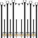 6 Pack 10 ft Heavy Duty Metal String Light Poles Adjustable Outdoor Lighting Stand for Patio,Backyard,Garden,Party & Wedding Rustproof & Sturdy with Hooks