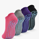 SkiBeaut Grips Non Slip Socks for Women, 4 Pairs Yoga Pilates Anti Skid Woman Hospital Gripper Socks ,No Size ,8 In