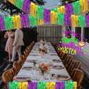 3 x 2 Pack 10 Feet Green Gold Purple Foil Fringe Garland Metallic Tinsel Streamers Banner Fringe Backdrop Banner for Parade Floats Mardi Gras Birthday Party Homecoming Decoration (Green Gold Purple)
