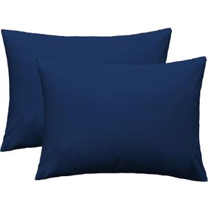 iMaylex Soft 100% Egyptian Cotton Zipper Pillow Case, Cozy and Lightweight Pillowcase, Set of 2, Navy Blue, Standard, 20" x 26"