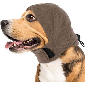IDOMIK Dog Calming Hoodie No Shake Ear Wraps for Dogs, Quiet Head Covers for Noise Reduction & Anxiety Relief, Dog Ear Covers Muffs Head Wraps for Bath Hematoma Grooming Firework Force Drying (Small(Head Circle:5.9"-15.0"), Coffee)