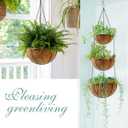Hanging Plant Basket Flower Holder (2pack, 16 inch)-Metal Wire Round Hanging Basket Planter with Coco Fiber Liners for Plants Flower Pots Outdoor Garden Porch and Balcony Decor