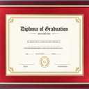 FramePro 11x14 Diploma Frame with Red over Gold Mat, 14x17 Certificate Frame, Real Wood with Gold Trim, Mahogany with Acrylic