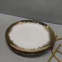 Ceramic Round Gold Rim Tiered Service Trays, 360 Swivel Collapsible 3 Tiered Tray Stand Platter- Entertainment Decorative 3 Tier Serving Tray for Parties, Buffet & Daily Use (Gold Rim)